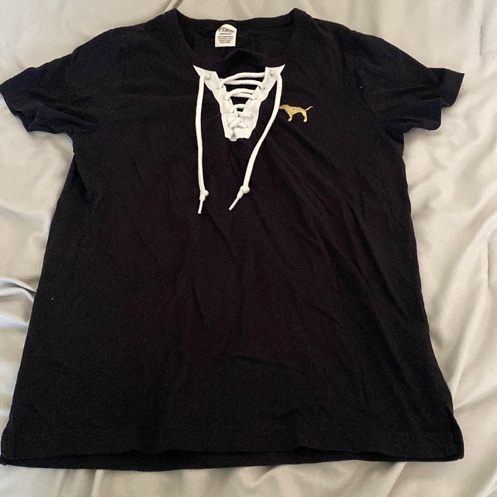 PINK Black V-Neck Tee